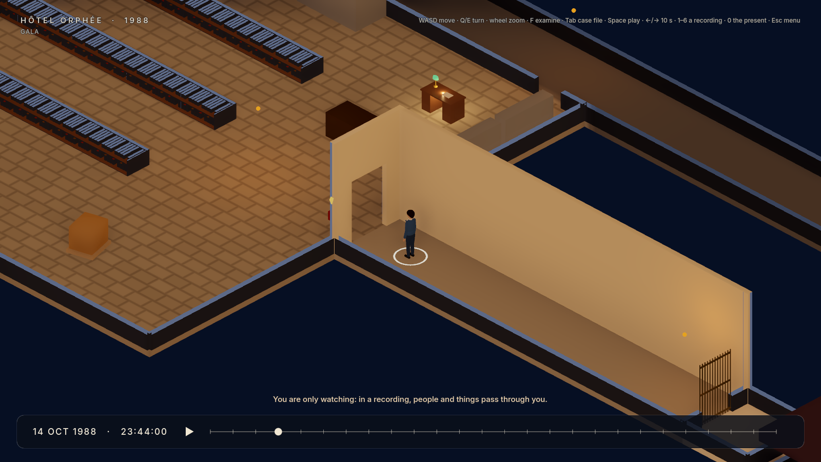 Gameplay view of the hotel’s archive and passage